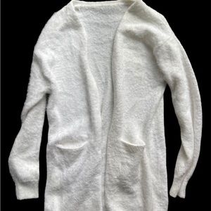 White fuzzy cardigan